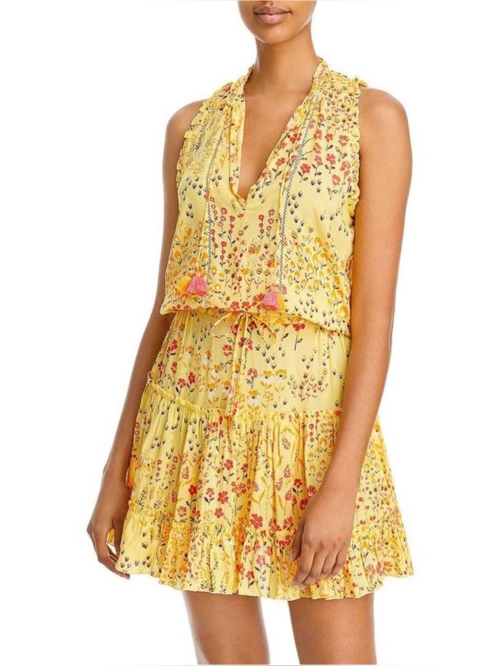 POUPETTE ST BARTH | NWOT Clara Mini Dress in Yellow Bouquet, Size Medium